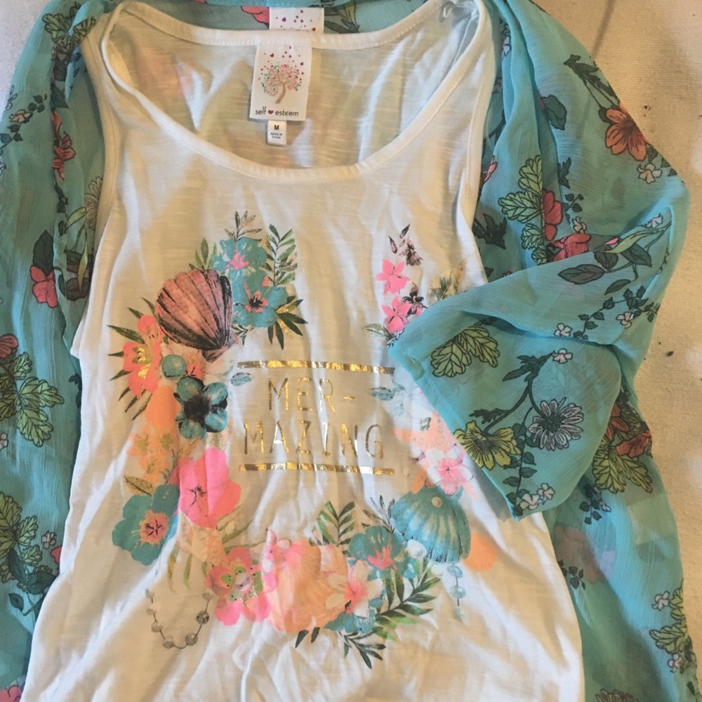 Girls tank top with cardigan